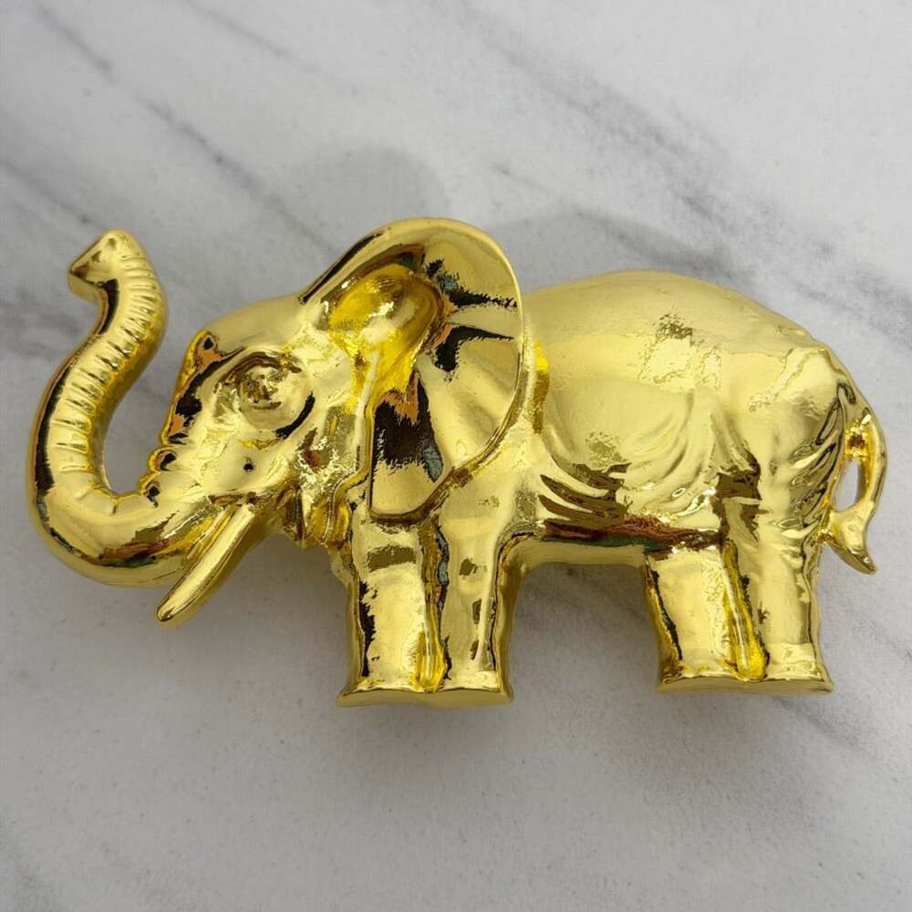 Gold Tone Elephant Belt Buckle Trunk Up ✨